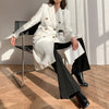 [EAM]  Women big size long double breasted White Blazer Notched Long Sleeve Loose Jacket Spring Autumn 2022 1DD5243
