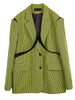 [EAM]  Women green plaid big size casual Blazer Lapel Long Sleeve Loose Fit Jacket Tide Spring Autumn 2023 1DE6805