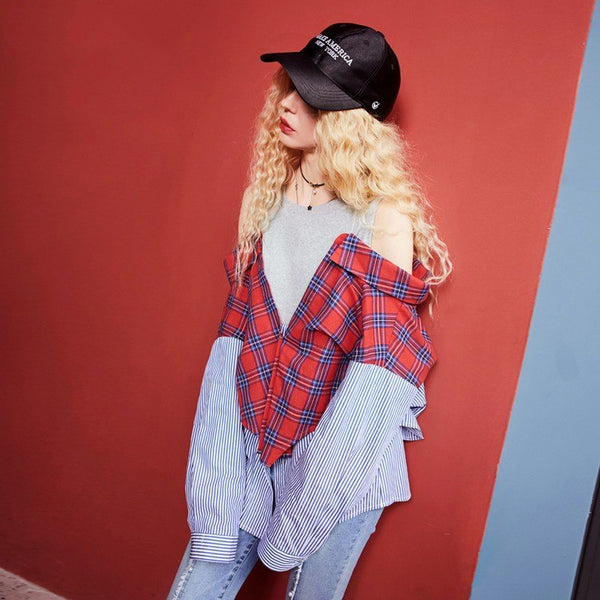 Autumn New Woman Shirts Blouse Casual Knitted Half Lace Ins Woman Shirts Floral Print V-Neck Femme Shirts Blouse