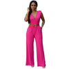 11 Colors Fashion Women Jumpsuit 2022 Summer Overalls Belted Wide Leg Jumpsuit macacao long pant Elegant Jumpsuits