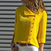 2022 Summer Autumn Women Button Irregular Blouse casual Skew Collar Blouses Shirt Elegant Long Sleeve Solid Blusa S-3XL