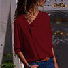 2022 Summer Autumn Women Button Irregular Blouse casual Skew Collar Blouses Shirt Elegant Long Sleeve Solid Blusa S-3XL