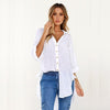 2022 Summer Women Irregular button blouse both sides split bow Long Sleeve Shirt Casual Summer solid Loose long Blusa