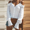 Sexy Off Shoulder Strap Blouse Shirts Women 2022 Summer Autumn Long Sleeve Buttons Plain Loose Tops Streetwear Blusas