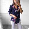 Sexy V neck floral print blouse women Summer Autumn Adjustable Half Sleeve Irregular Shirt Ladies casual blusas tops