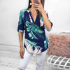 Sexy V neck floral print blouse women Summer Autumn Adjustable Half Sleeve Irregular Shirt Ladies casual blusas tops