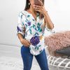 Sexy V neck floral print blouse women Summer Autumn Adjustable Half Sleeve Irregular Shirt Ladies casual blusas tops