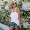 Sleeveless Off Shoulder Chiffon Blouse Women Slash Neck Backless Ruffles Loose Summer Tops Shirt Beachwear Blusa Female