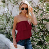 Sleeveless Off Shoulder Chiffon Blouse Women Slash Neck Backless Ruffles Loose Summer Tops Shirt Beachwear Blusa Female
