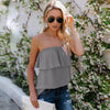 Sleeveless Off Shoulder Chiffon Blouse Women Slash Neck Backless Ruffles Loose Summer Tops Shirt Beachwear Blusa Female