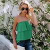 Sleeveless Off Shoulder Chiffon Blouse Women Slash Neck Backless Ruffles Loose Summer Tops Shirt Beachwear Blusa Female