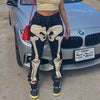 EOENKKY Skull Print Cyber Ghetto Baddie Clothes Denim Jeans Street Style Zip Up Mid Waist Women Pants Urban Style Vintage DF6169
