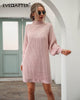 EVERAFTER Elegant sweater dresses for wome turtleneck long sleeve solid loose thicken basic autumn winter knitted dress