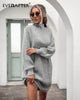 EVERAFTER Elegant sweater dresses for wome turtleneck long sleeve solid loose thicken basic autumn winter knitted dress