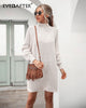 EVERAFTER Elegant sweater dresses for wome turtleneck long sleeve solid loose thicken basic autumn winter knitted dress
