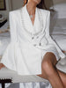 EVLOOKS Women's Blazer Notched Collar Loose Diamonds Double Breasted Long Sleeve White Suit Jackets Autumn 2023 17A4028