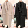 [EWQ] 2022 Black Suit Jacket Women's Middle Long Korea Loose Casual Double Breasted  Blazer Coat Female Tide 16E4941