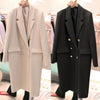 [EWQ] 2023 Black Suit Jacket Women's Middle Long Korea Loose Casual Double Breasted  Blazer Coat Female Tide 16E4941