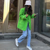 [EWQ] Autumn 2022 spring Notched Single-breasted Green Full Loose Suit Big Pocket Coat  office lady blazer