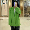 [EWQ] Autumn 2022 spring Notched Single-breasted Green Full Loose Suit Big Pocket Coat  office lady blazer