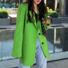 [EWQ] Autumn 2022 spring Notched Single-breasted Green Full Loose Suit Big Pocket Coat  office lady blazer