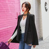[EWQ] Autumn Winter 2022 Korean Black Women's Splicing Medium Long Slim Fitting Shawl Cape Suit Coat Female Tide 16E3849