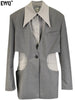 [EWQ] Blazer Black Coat Laminated Splicing Design Side Waist Hollow Cut Fake Two-piece Suit Jacket Female Brief 2023 Autumn New
