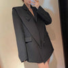 [EWQ] Blazer Women Autumn 2022 Long Sleeves Patchwork Irregular Suits Coat Female Office Ladies Clothing Korean Chic 5E1454
