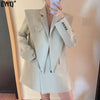 [EWQ] Blazer Women Autumn 2023 Long Sleeves Patchwork Irregular Suits Coat Female Office Ladies Clothing Korean Chic 5E1454