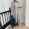 [EWQ] Casual Elastic Waist Long Sleeve Female Beige Dress 2023 Spring Autumn Chic Zippers Women Hooded Sweatshirt Midi Dress