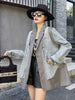 [EWQ] Casual Office Lady Denim Patchwork Suit Jacket Women's Casual Color Contrast Fake Two-piece Suit Trend 2023 Autumn