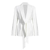 [EWQ] Elegant Blazers Notched Neck Long Mouths High Tail Patchwork Lace Up White Jackets Women 2022 High-quality clothing