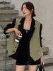[EWQ]  England Style Fake Two-piece Vest Blazer Coat Women's Short Top 2023 Autumn Korean Design Jacket Suit Tide 16Y2671