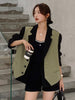 [EWQ]  England Style Fake Two-piece Vest Blazer Coat Women's Short Top 2023 Autumn Korean Design Jacket Suit Tide 16Y2671