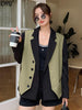 [EWQ]  England Style Fake Two-piece Vest Blazer Coat Women's Short Top 2023 Autumn Korean Design Jacket Suit Tide 16Y2671