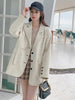 [EWQ] Female Notched Collar Long Sleeve Single Breasted Spliced Solid Suit Coat Tide 2023 Autumn Women Blazer 16T66