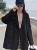 [EWQ] Female Notched Collar Long Sleeve Single Breasted Spliced Solid Suit Coat Tide 2023 Autumn Women Blazer 16T66