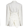 [EWQ]  Ladies Office Suits Trend Coat Feminino Women White Blazer Detachable Cummerbund Tunic 2022 Spring