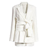 [EWQ]  Ladies Office Suits Trend Coat Feminino Women White Blazer Detachable Cummerbund Tunic 2023 Autumn