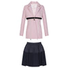 [EWQ] High Waist All-match Black Skirt 2 Piece Set 2023 Autumn Long Sleeve Lace  Office Blazer Pink Coats QX017