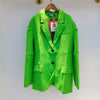 [EWQ] High-quality Office Lady Trend Ladies Office Coats Tide Blazer Autumn 2022 Suits Outwear Green Blazer QV171