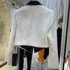 [EWQ] Korea Casual Trend Women Lapel Double-breasted Contrast Color Long-sleeved High-waisted Blazer Autumn 2022 16E1696