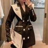[EWQ] Korea Casual Trendy Women Navy Collar Double-breasted Stitching Contrast Color Loose Blazer Autumn 2022 16E1699