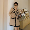 [EWQ] Korea Chic 2022 Women Autumn Winter Splicing Color Contrast Single Breasted Long Sleeve Blazer Suit Coat Female 6E4995