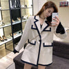 [EWQ] Korea Chic 2022 Women Autumn Winter Splicing Color Contrast Single Breasted Long Sleeve Blazer Suit Coat Female 6E4995