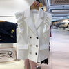 [EWQ] Korea Chic Fashionable Simple Lapel Double-breasted Loose White Flying Sleeve Vest Blazer Women  Summer 2022 16E782