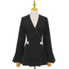 [EWQ] Korea Chic Simple Trendy Women V-neck Two-button Temperament Long-sleeved Split Fork Blazer Autumn 2023 16E1242