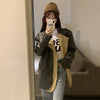 [EWQ] Korea Chic Suit 2022 Women Autumn Loose Design Fake Two Piece Splicing PU Leather Blazer Jacket Female 16R287