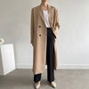 [EWQ] Korea Chic Temperament Black Blazer Women's Autumn 2022 Notched Loose Double Breasted Split Long Sleeve Suit Jacket