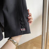 [EWQ] Korea Chic Temperament Black Blazer Women's Autumn 2022 Notched Loose Single Breasted Split Long Sleeve Suit Jacket